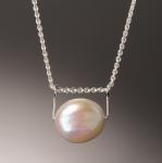 Coin Pearl Pendant on 16/18" Adjustable Chain