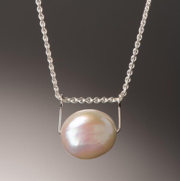 Coin Pearl Pendant on 16/18" Adjustable Chain picture