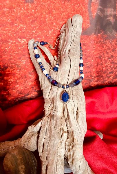 Lapis Pendant and Beaded Necklace (one of a kind)