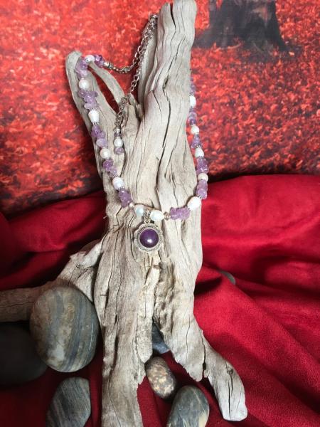 Amethyst Charm Beaded Necklace