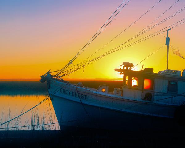 11" x 14" Sunrise Aboard the Grey Ghost Matted Print picture