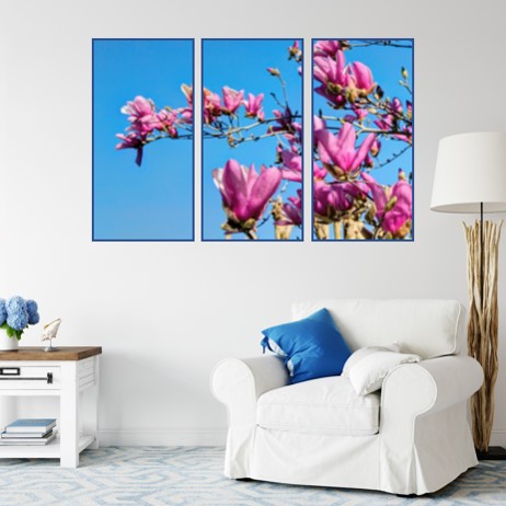 30" x 45" Triptych Purple Lily Magnolia Canvas Gallery Wrap