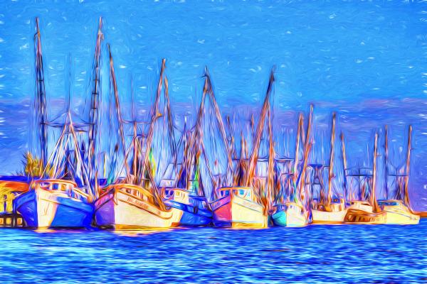 12" x 16" Fuzzy Boats Matted Print
