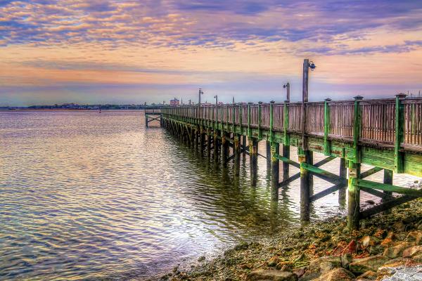 11" x 14" Evening Along the Pier Matted Print picture