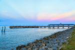 12" x 16" Sunrise Reflection Over SSI Pier Matted Print