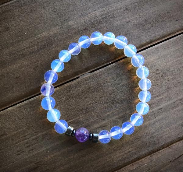 Opal, Amethyst and Hematite Bracelet - Inspiration and Purification. picture