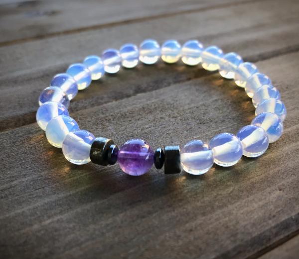 Opal, Amethyst and Hematite Bracelet - Inspiration and Purification. picture