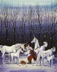 Santa Feeding Unicorns (16x20)