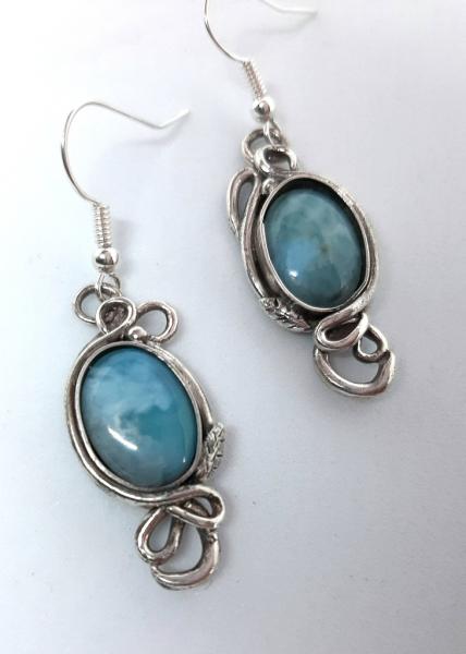 Blue Larimar Cabochon Earrings picture