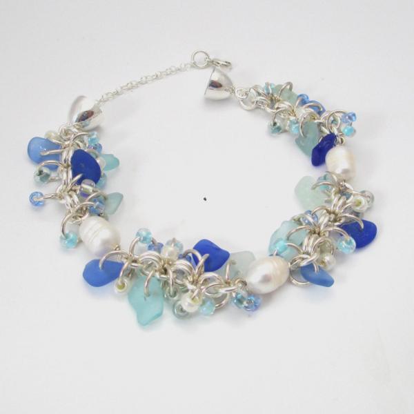 Chainmail Style Sea Glass Bracelet picture