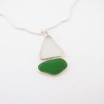 Green and White Sea Glass Necklace