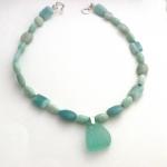 Turquoise Sea Glass Necklace With Amazonite Beads
