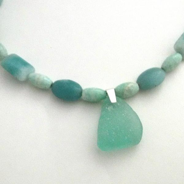Turquoise Sea Glass Necklace With Amazonite Beads picture