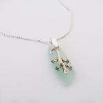 Soft Green Sea Glass Necklace With Curly Tail Charm