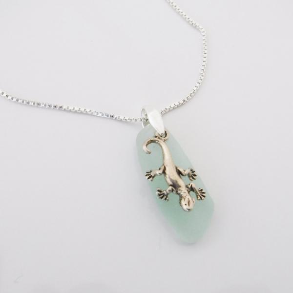 Soft Green Sea Glass Necklace With Curly Tail Charm picture