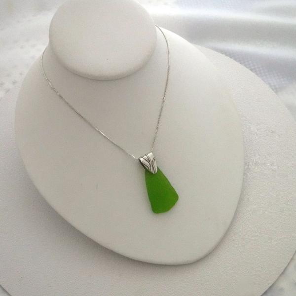 Lime Green Sea Glass Necklace picture
