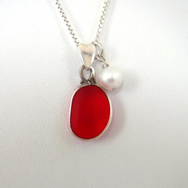 Red Sea Glass Necklace with Fresh Water Pearl picture