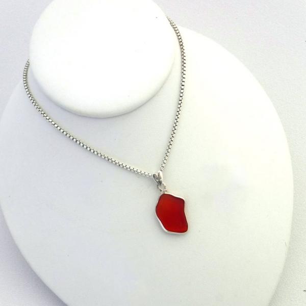 Cherry Red Sea Glass Necklace picture
