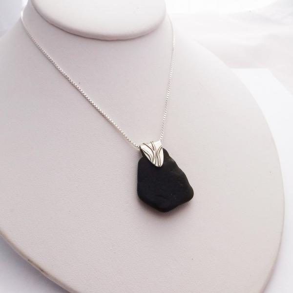 Black Sea Glass Necklace with Bail picture