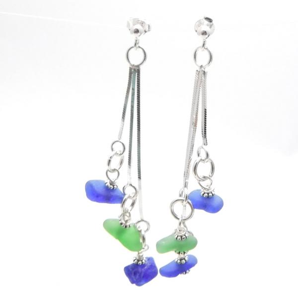 Cobalt Blue and Green Dangle Earrings picture