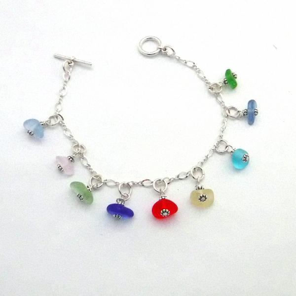 Rainbow Dangle Sea Glass Bracelet