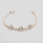 White Sea Glass and Pearl Bracelet