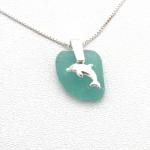 Turquoise Sea Glass Necklace With Dolphin Charm