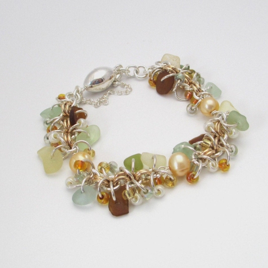 Gold and Silver Sea Glass Bracelet picture