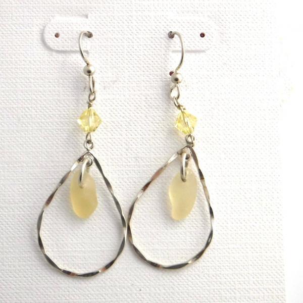 Yellow Teardrop Sea Glass Earrings picture