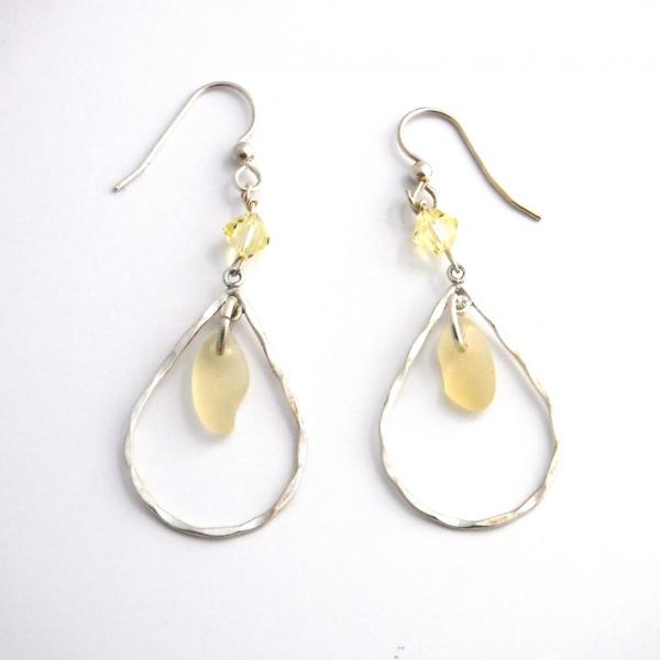 Yellow Teardrop Sea Glass Earrings