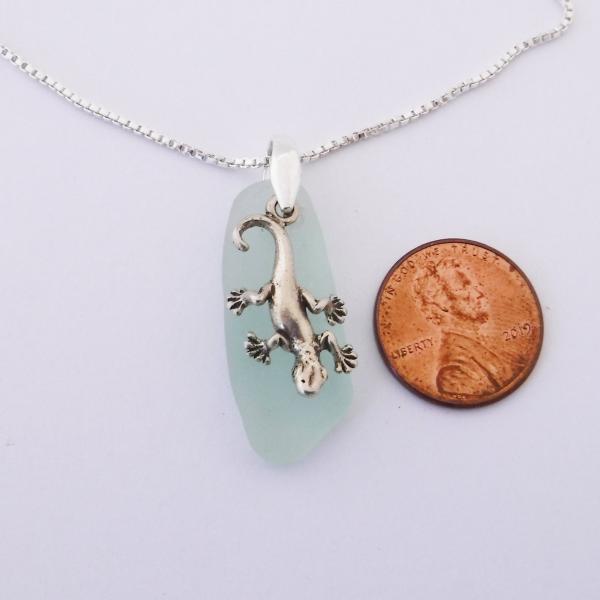 Soft Green Sea Glass Necklace With Curly Tail Charm picture