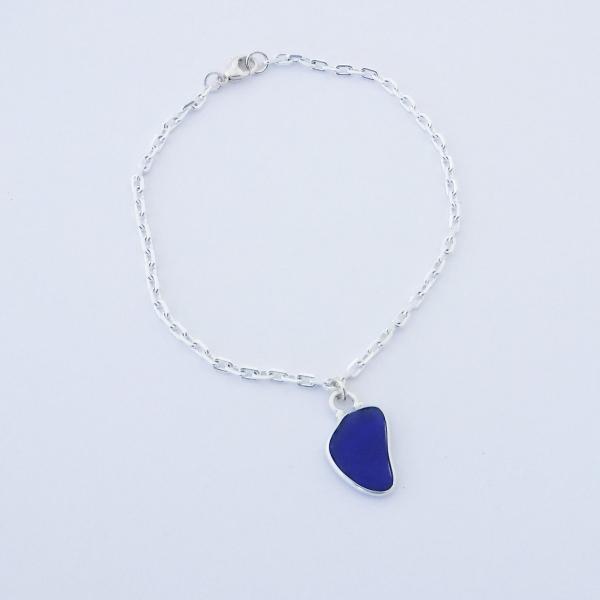 Cobalt Blue Sea Glass Dangle Anklet picture