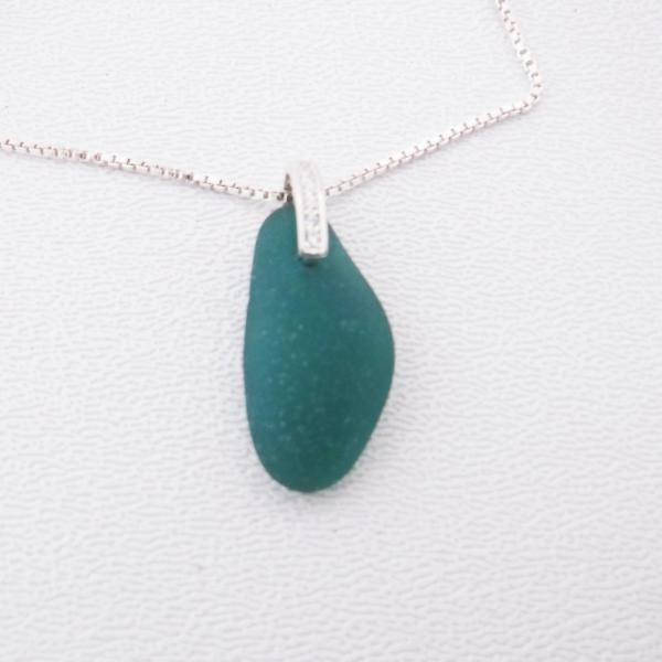 Sparkly Teal Sea Glass Necklace
