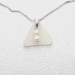 Winter White Sea Glass Necklace With Fresh Water Pearls