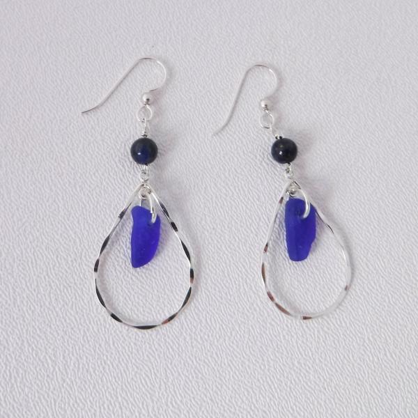 Cobalt Blue Dangle Sea Glass Earrings picture