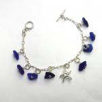 Cobalt Blue Sea Glass Dangle Bracelet