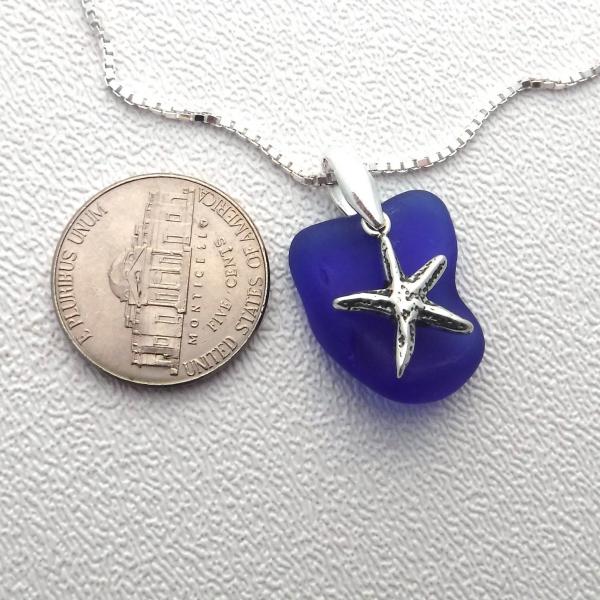 Cobalt Blue Sea Glass Necklace With Starfish picture