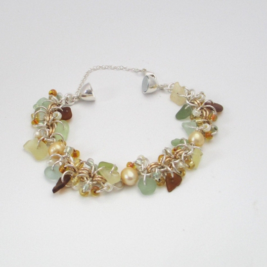 Gold and Silver Sea Glass Bracelet picture
