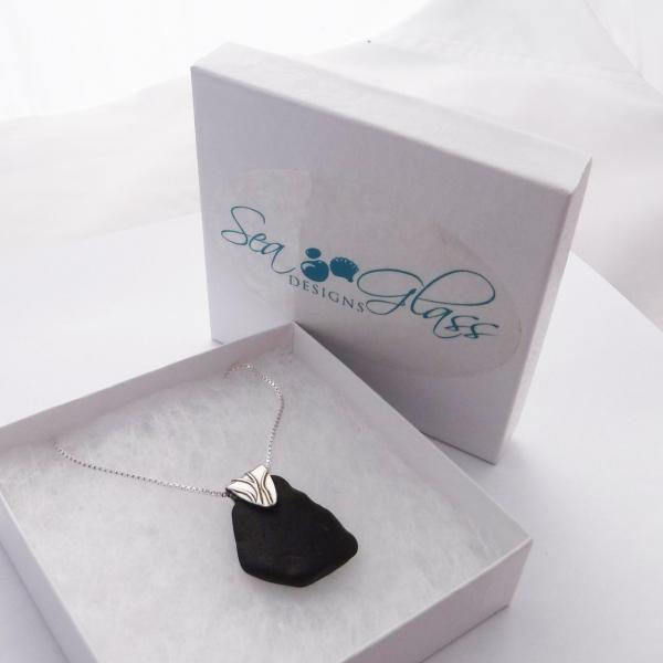 Black Sea Glass Necklace with Bail picture