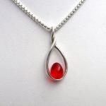 Cherry Red Sea Glass Figure 8 Necklace