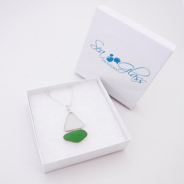 Green and White Sea Glass Necklace picture