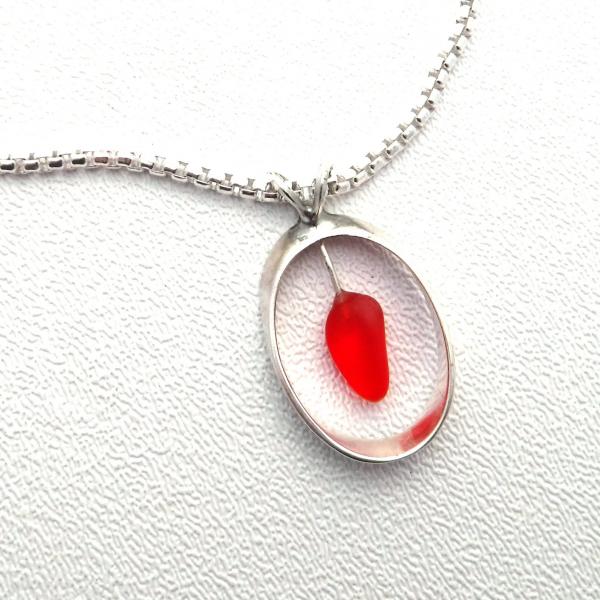 Cherry Red Sea Glass Free Fall Design| Necklace picture