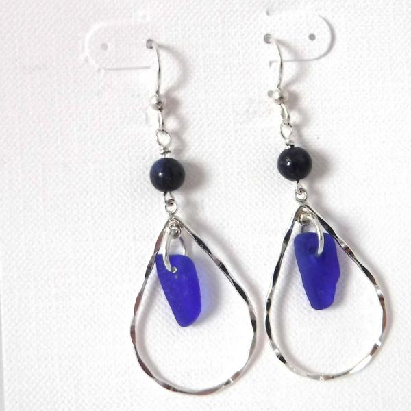 Cobalt Blue Dangle Sea Glass Earrings picture