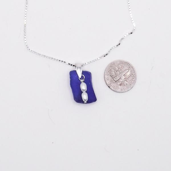 Cobalt Blue Sea Glass Necklace with Pearls picture