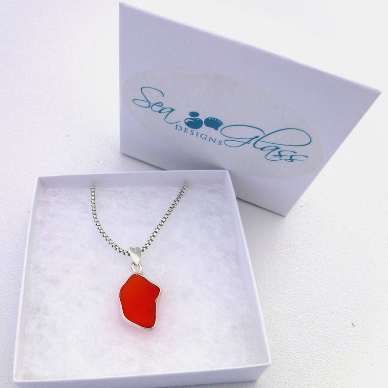 Cherry Red Sea Glass Necklace picture