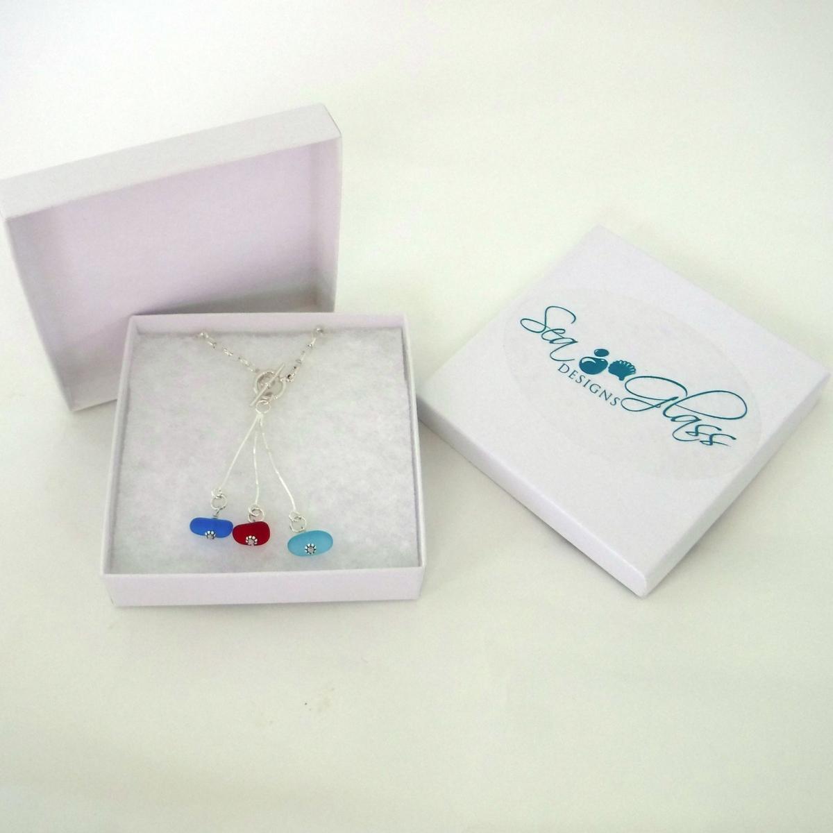 Sea Glass Three Piece Cluster Necklace picture