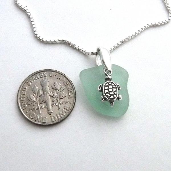 Mint Green Sea Glass Necklace With Turtle picture