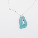 Turquoise Sea Glass Necklace With Lighthouse Charm