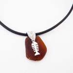 Amber Sea Glass Necklace With Bonefish