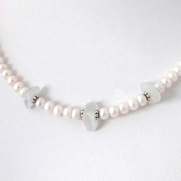 White Sea Glass and Pearl Necklace picture